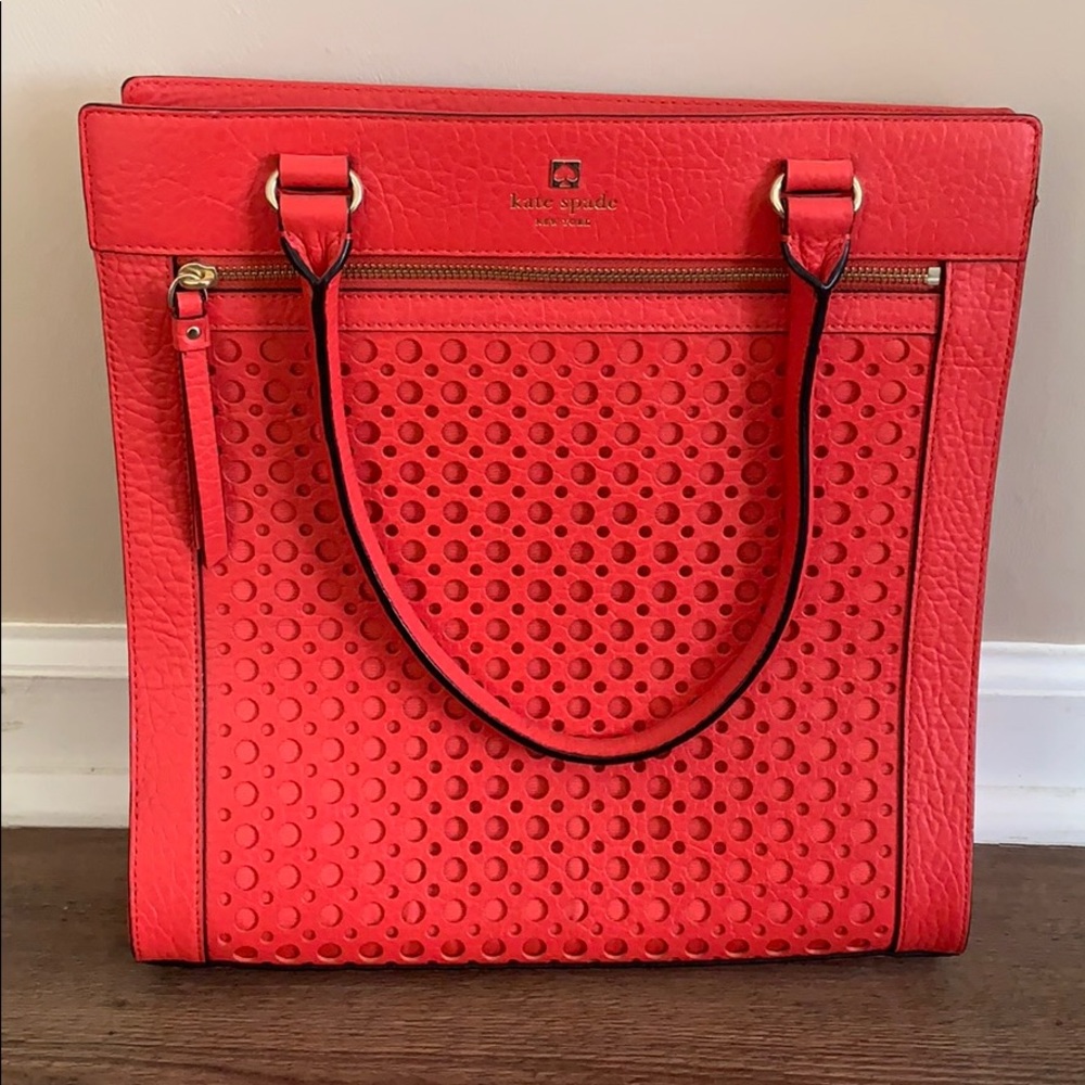 Kate Spade Red Textured Tote